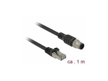 Delock Kabel s konektorem RJ45 na konektor M12 8 pin A-kódování Cat.5e SFTP 1 m