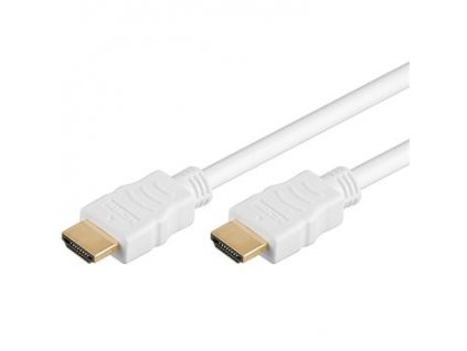 PremiumCord HDMI High Speed + Ethernet kabel,bílý, zlacené konektory, 15m