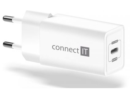 CONNECT IT Fast PD Charge nabíjecí adaptér 1×USB-C, 18W PD, BÍLÝ