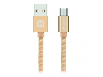 Swissten Datový Kabel Textile Usb / Micro Usb 1,2 M Zlatý