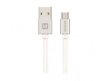 Swissten Datový Kabel Textile Usb / Micro Usb 2,0 M Stříbrný