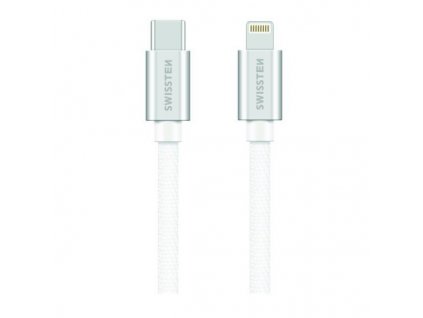 Swissten Datový Kabel Textile USB-C / Lightning Mfi 1,2 M Stříbrný