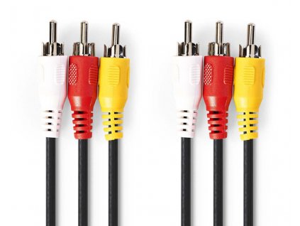 NEDIS kabel AV/ konektory 3x RCA zástrčka - 3x RCA zástrčka/ černý/ 1,5m