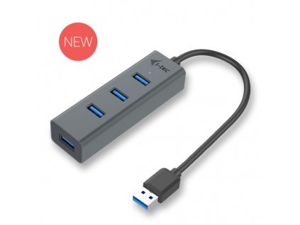 i-tec USB HUB METAL/ 4 porty/ USB 3.0/ pasivní/ kovový/ šedý