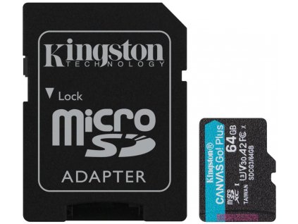 Kingston microSDXC Canvas Go! Plus 64GB A2 U3 V30 + adapter