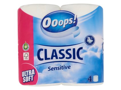 OOOPS! Toaletný papier 4ks/3vr Sensitive
