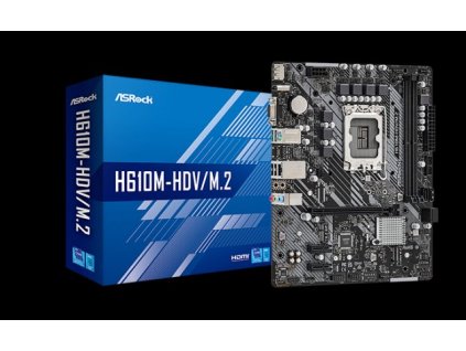 ASRock H610M-HDV/M.2 / LGA1700 / Intel H610 / 2x DDR4 DIMM / HDMI / DP / VGA / M.2 / mATX