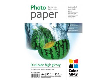 ColorWay Fotopapier Vysoko lesklý obojstranný 220g/m²,50ks,A4
