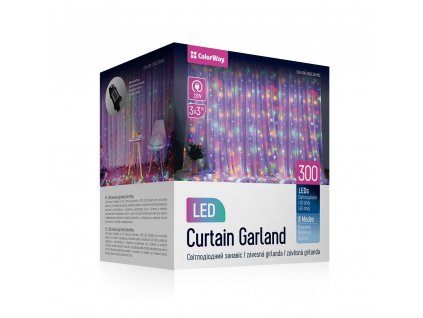 ColorWay LED girlanda záves, 3x3m, 300LED, viacfarebná (CW-GW-300L33VMC)