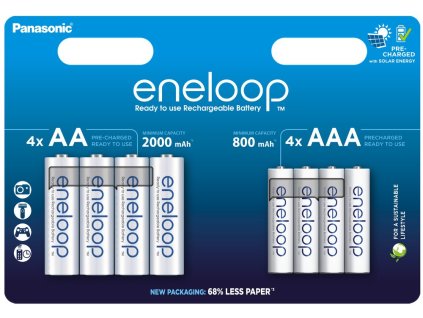 Panasonic Eneloop 4 x R6/AA 2000 mAh+ 4 x R03/AAA 800mAh BK-KJMCDE44E