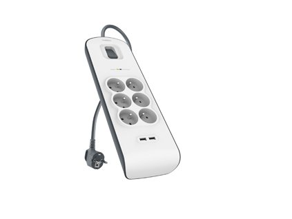 Belkin BSV604 - 6-zásuvka, 2xUSB/2.4A, 2m