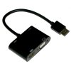 XtendLan Konvertor HDMI(M) na VGA a HDMI(F), VGA 1080p, HDMI 4k, s audio propojením (jack 3.5mm),napájení USB micro(B)