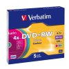 VERBATIM DVD+RW 4,7GB/ 4x/ COLOR slim/ 5pack