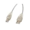 LANBERG USB-A (M) na USB-B (M) 2.0 kabel 5m, transparentní