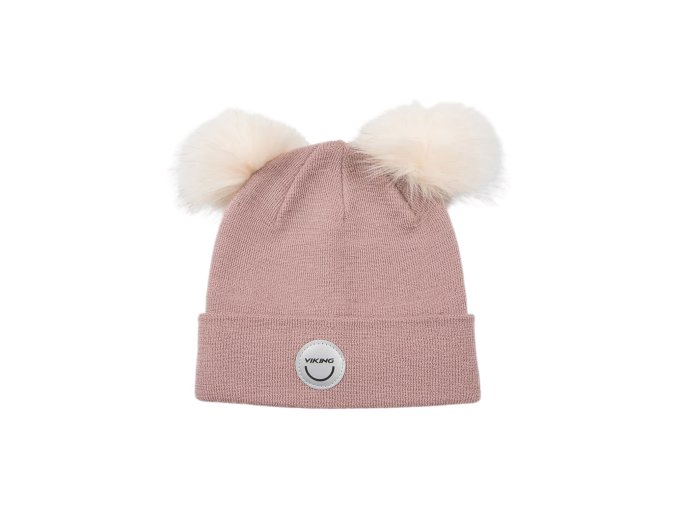 Čepka Viking Kids Play Pon Pon Wool Beanie Pink