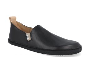 Barefoot espadrilky Pegres - BF82 0.1 slip-on černá hladká kůže