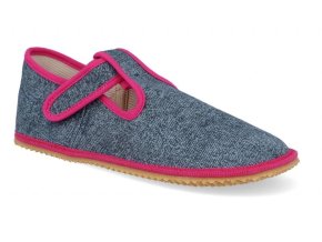 12346 papuce beda barefoot bf 060010 w pink denim klasicka siroka verze