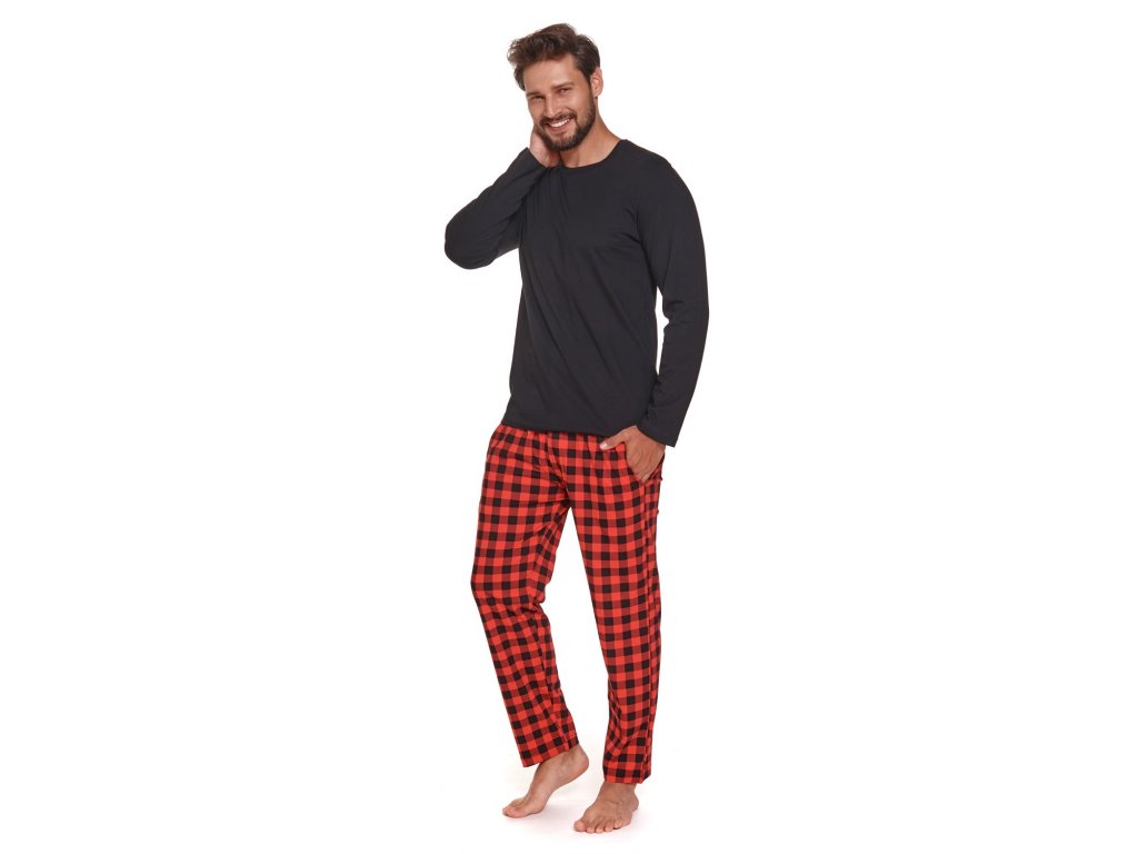 DN 4330 červené pánské pyžamo dlouhé - Pohodový nákup-Terra Mia  #PRODUCTS_COUNT#
