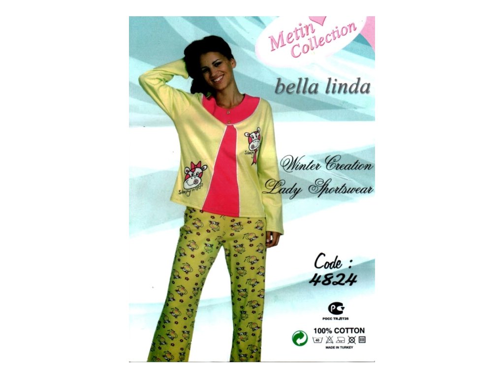 Bella Linda 4824 dámské pyžamo (Barva zelená světlá, Velikost oblečení XL)