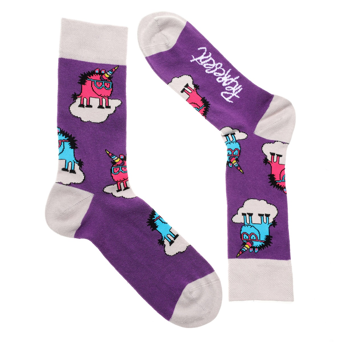 Represent 0605 veselé ponožky unicorn Barva: fialová, Velikost: 43-46