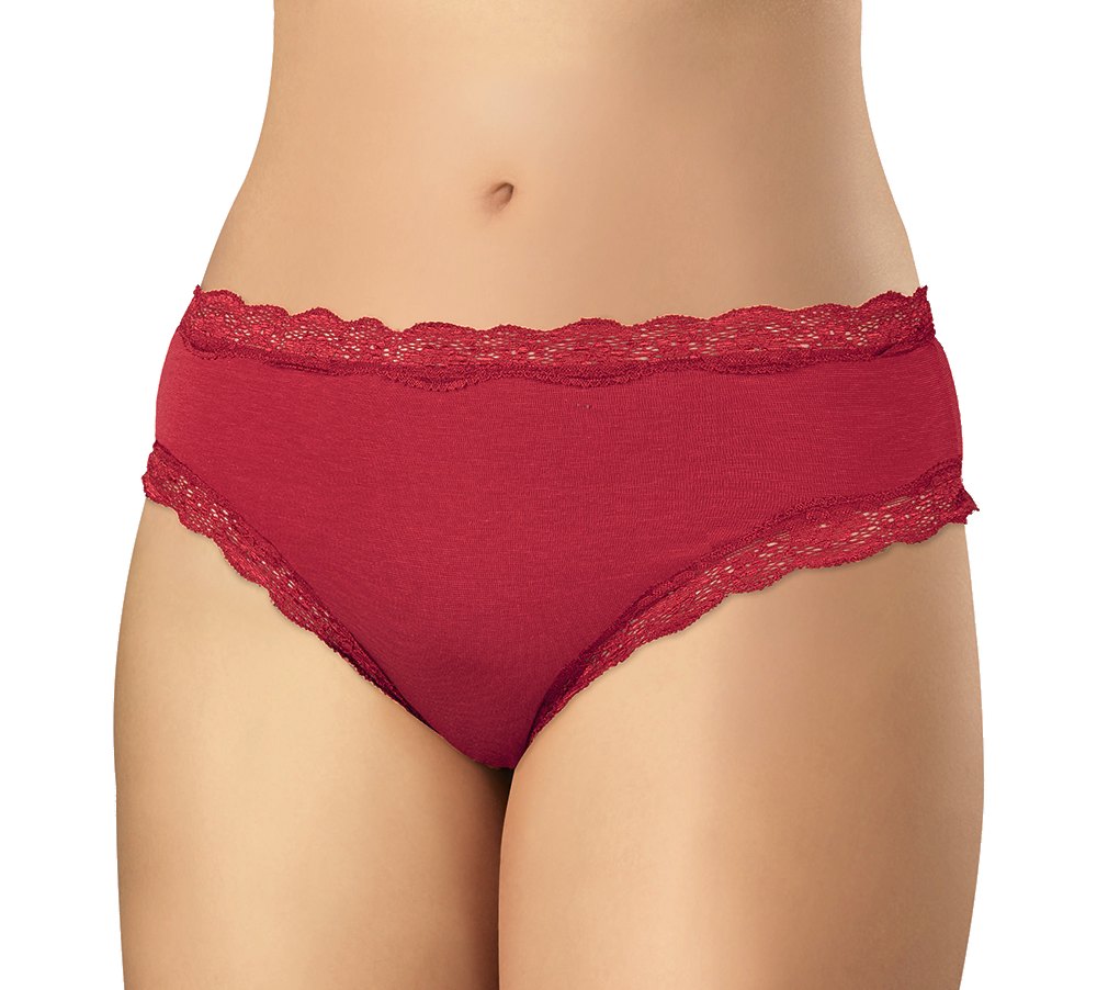 Andrie PS 2827 červené dámské kalhotky s krajkou Barva: červená, Velikost: S