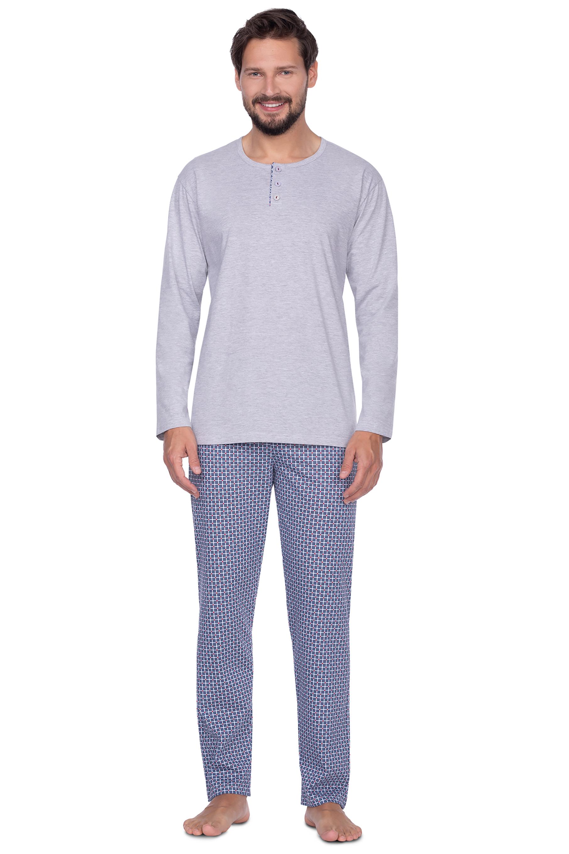 Regina 429 šedé pánské pyžamo Barva: světle šedá, Velikost: 3XL