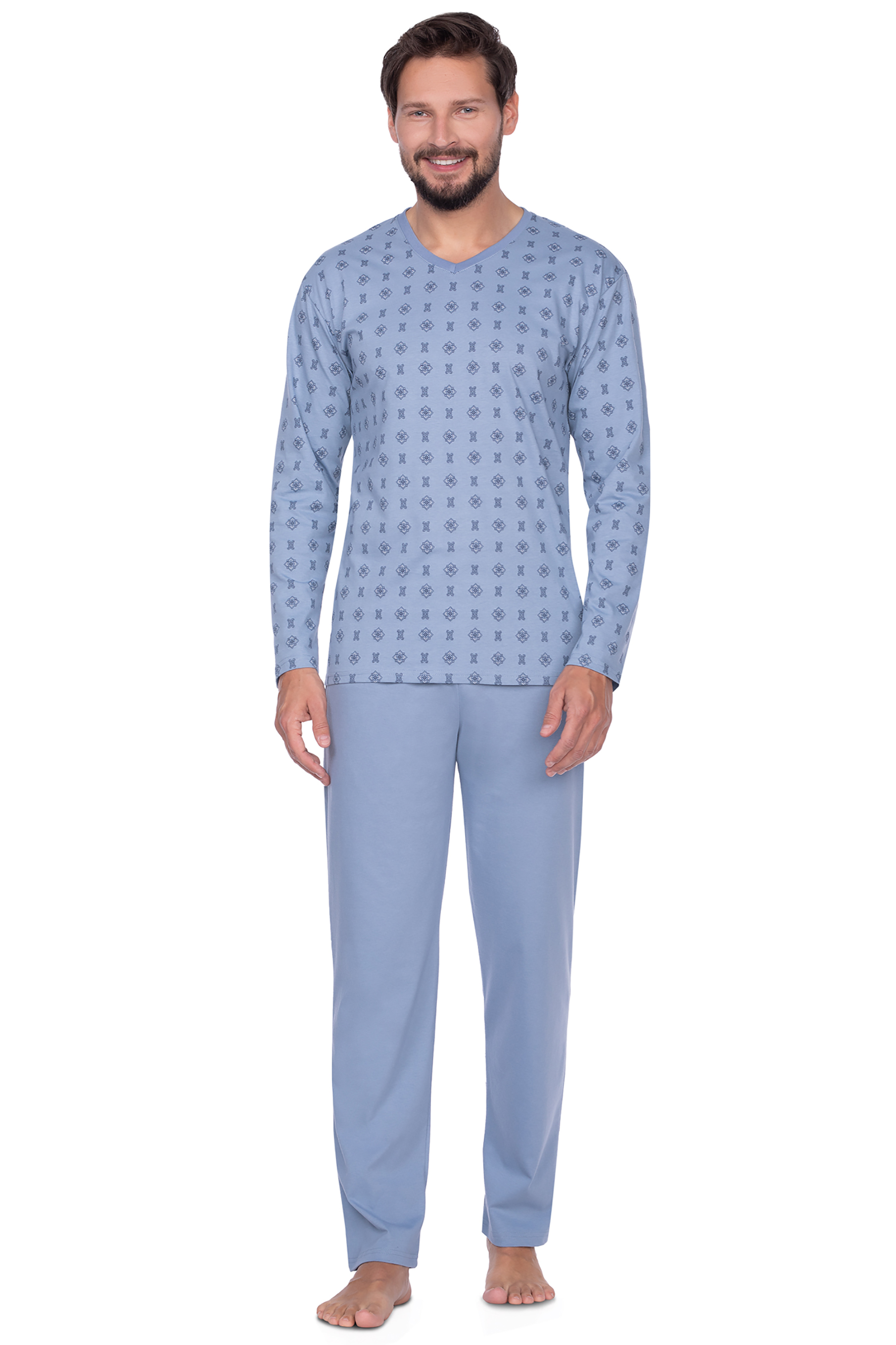 Regina 432 světle modré pánské pyžamo Barva: modrá světlá, Velikost: L