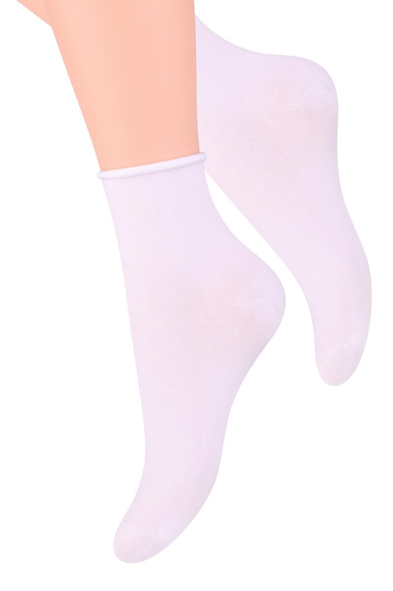 Steven 115 bílé dámské ponožky-nekompresní lem Barva: bílá, Velikost: 35-37