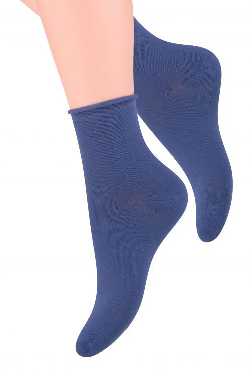 Steven 115 modré dámské ponožky-nekompresní lem Barva: smetanová, Velikost: 35-37