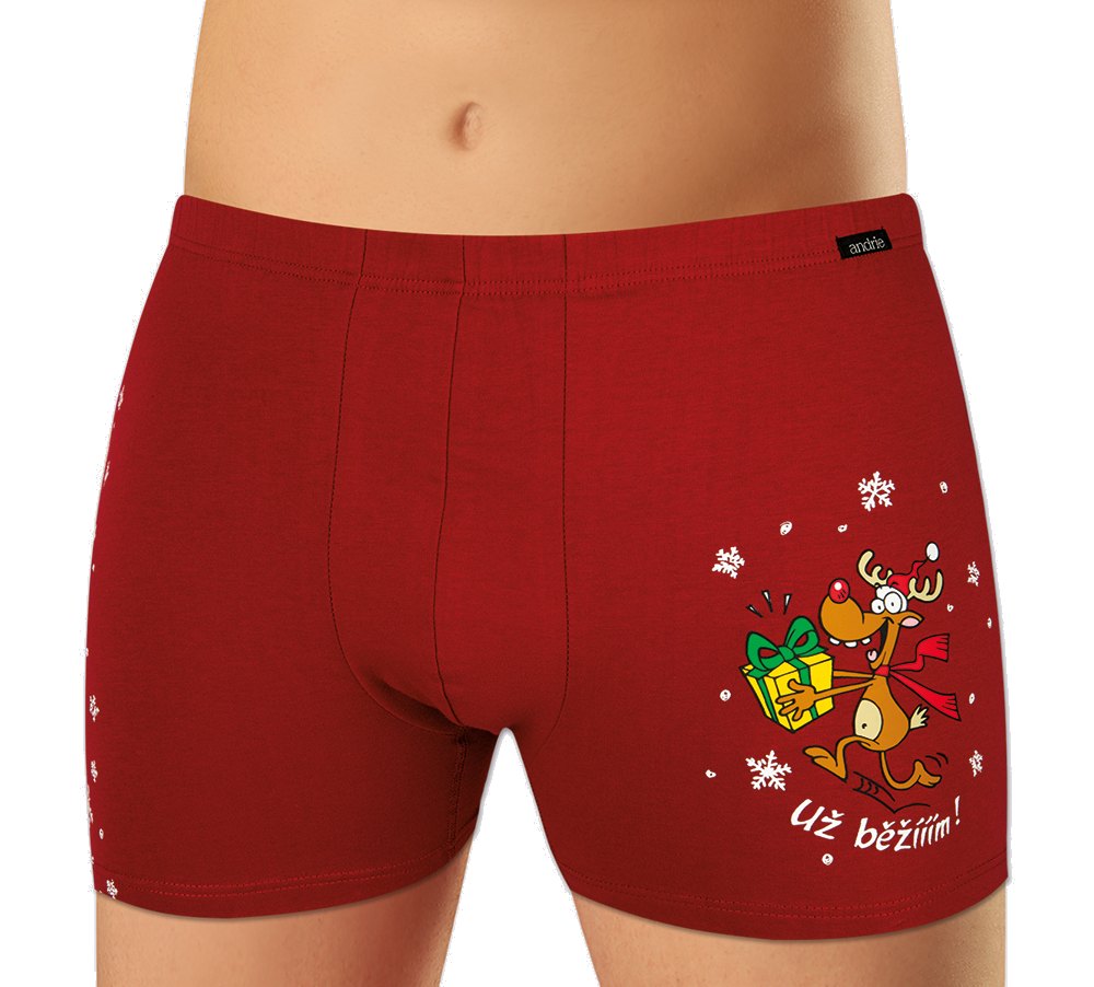Andrie PS 5779 červené vánoční pánské boxerky Barva: červená, Velikost: 3XL