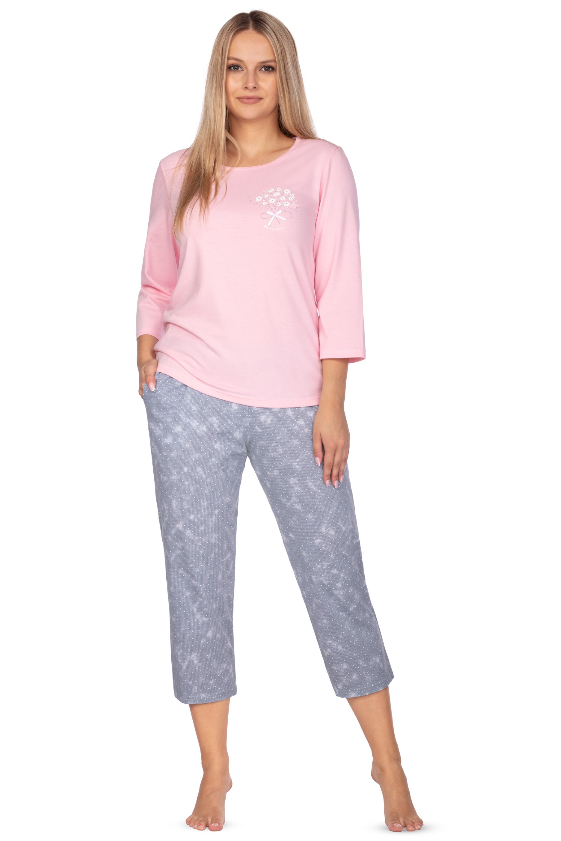 Regina 646 růžové 3/4 dámské pyžamo Barva: růžová, Velikost: 2XL