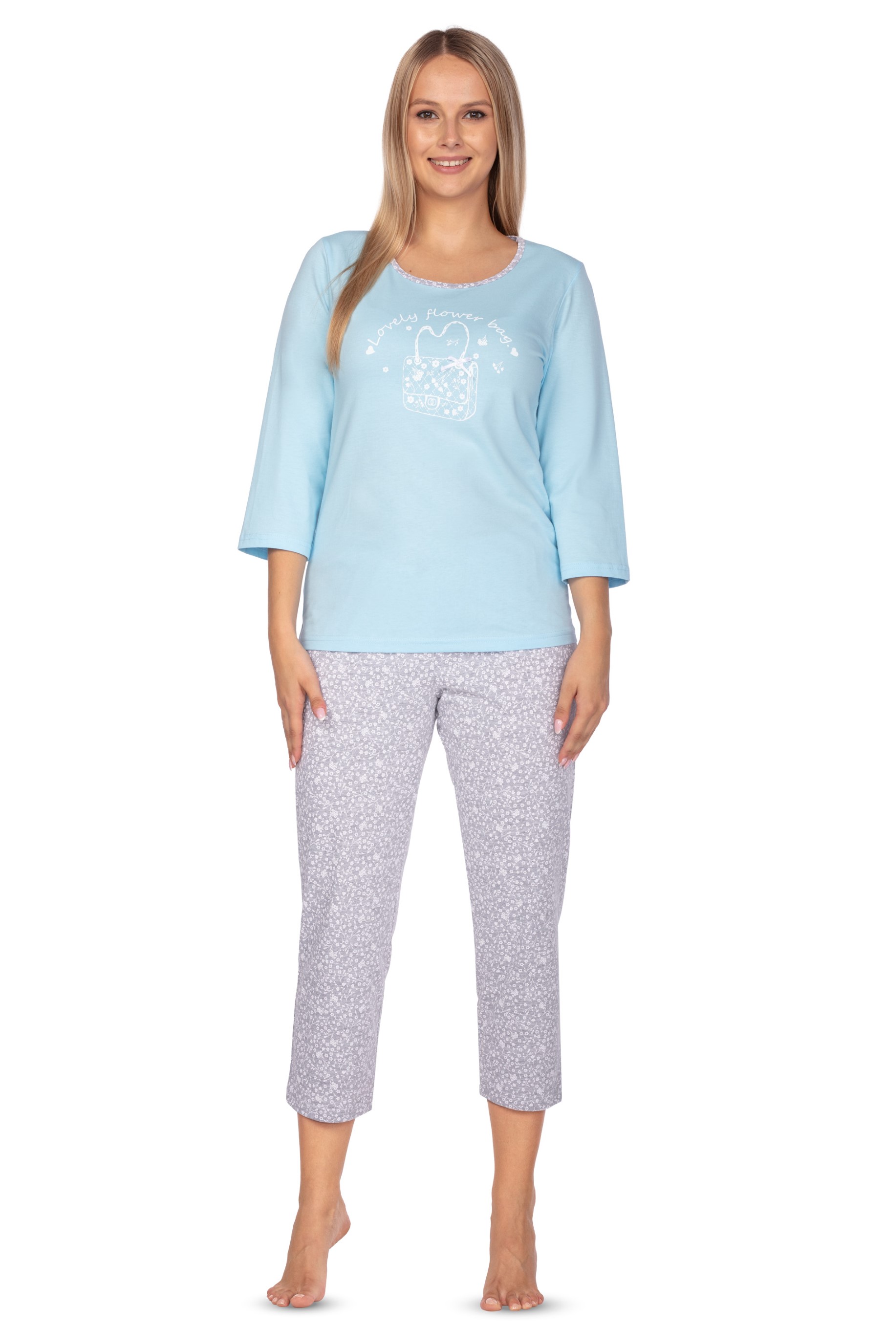 Regina 638 modré 3/4 dámské pyžamo Barva: modrá, Velikost: XL