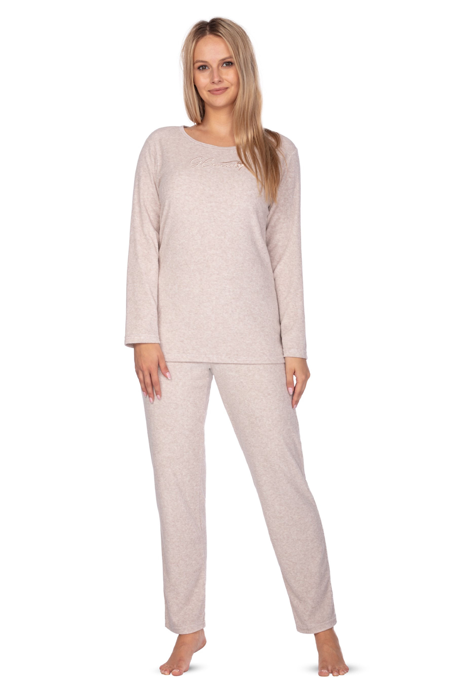 Regina 643 béžové froté dámské pyžamo Barva: béžová, Velikost: 2XL