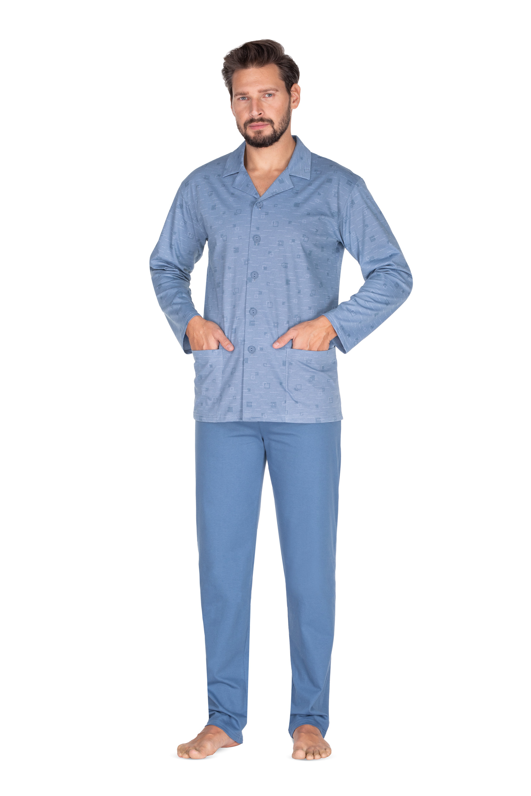 Regina 444 světle modré pánské pyžamo Barva: modrá světlá, Velikost: 2XL