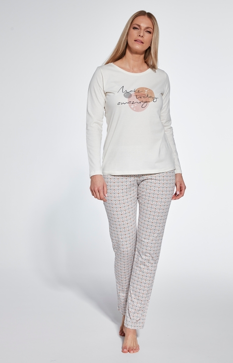 Cornette 655-362 dámské pyžamo dlouhé Barva: smetanová, Velikost: L
