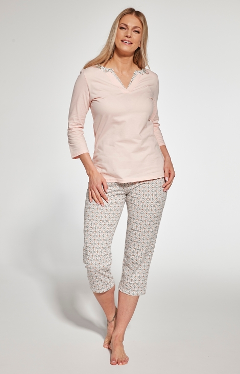Cornette 766-358 dámské pyžamo třičtvrteční Barva: béžová, Velikost: M