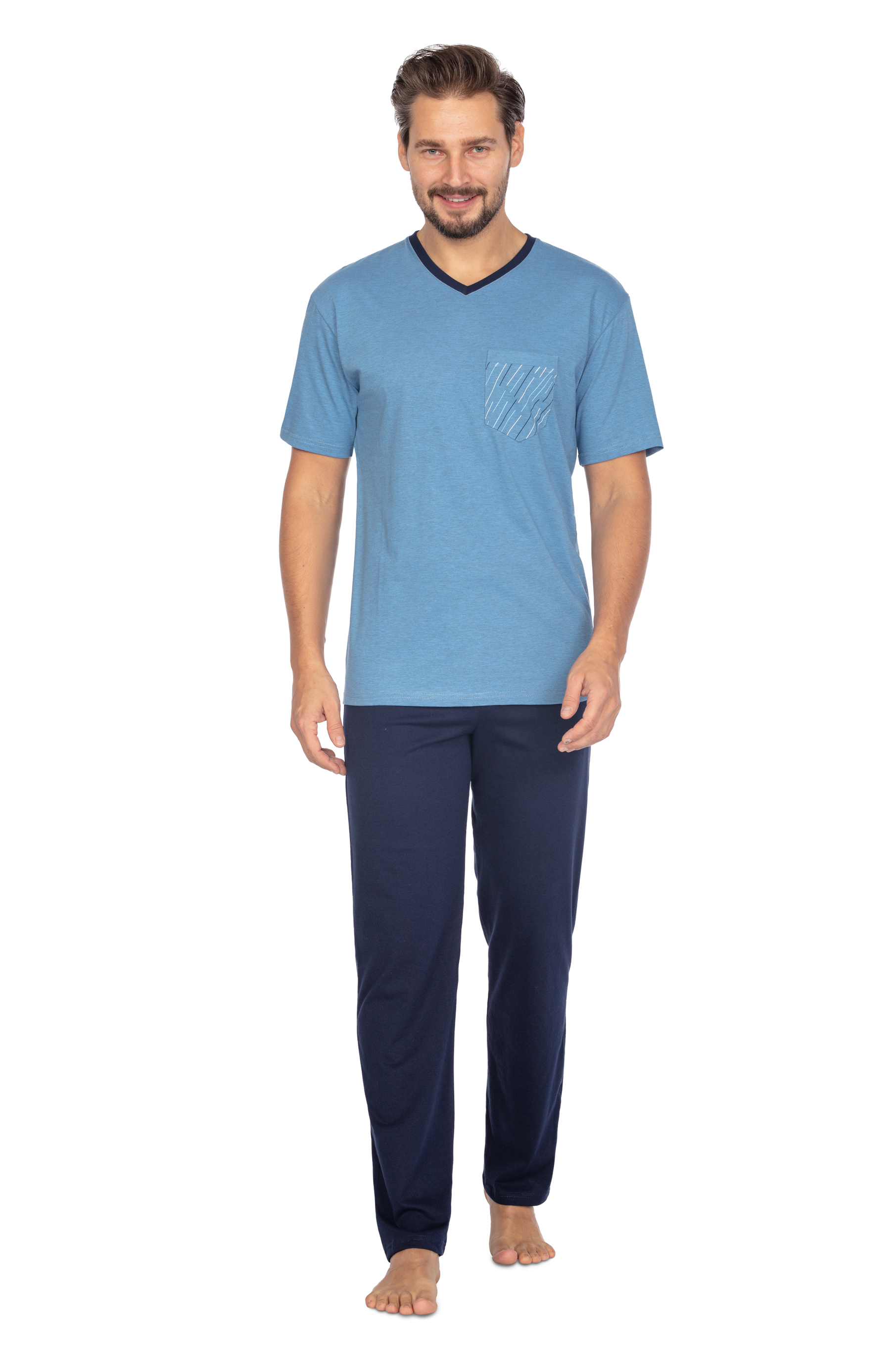 Regina 456 modré pánské pyžamo Barva: modrá, Velikost: M