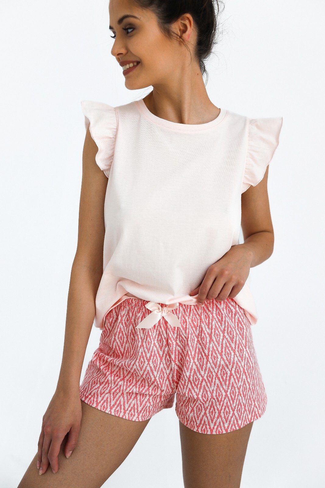 Sensis Vittoria růžové dámské pyžamo krátké Barva: růžová, Velikost: L