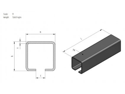 C profil 80 Clasic 6m - černý a pozinkovaný spodní profil pro výrobu posuvné, samonosné brány do 5,5m průjezdové délky, maximální zatížení 390kg