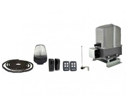 KIT CAT 230V - výhodná sada pohonu Cat s řetězovým převodem a příslušenství pro dálkové ovládání posuvné brány do 500 a 800kg (Provedení 500kg)