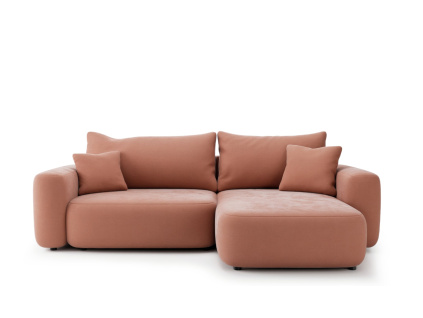 Rohová sedací souprava s funkcí spaní a úložným prostorem BILLY | Růžová