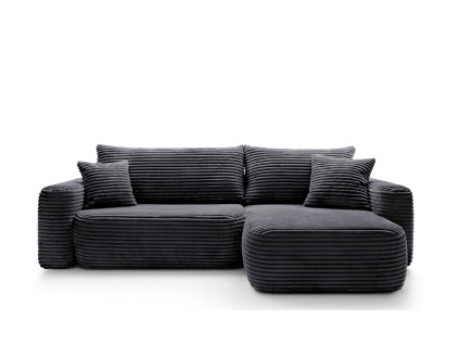 Rohová sedací souprava s funkcí spaní a úložným prostorem BILLY | Černá