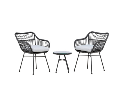 Balkonová sada Viga – černá proutěná