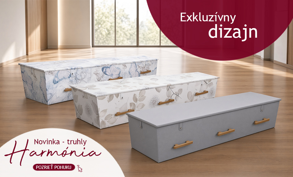 Truhla harmónia, atypická truhla, čalúnená truhla, truhla s motívom, exkluzívna truhla, luxusná truhla, púpava, motýľ