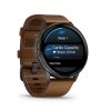 Smart hodinky GARMIN VENU 4 - 45mm, Black/ Slate + Leather