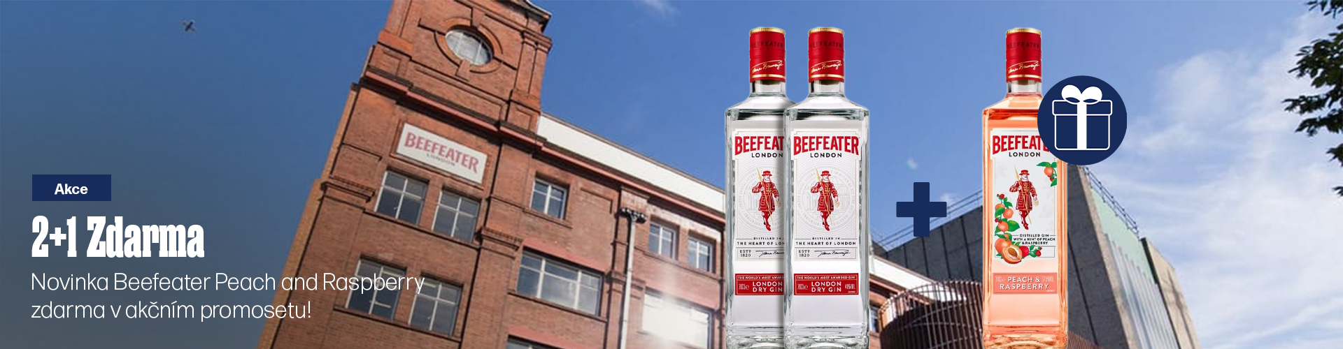 Akce 2+1 zdarma Beefeater dry + Beefeater peach and raspberry