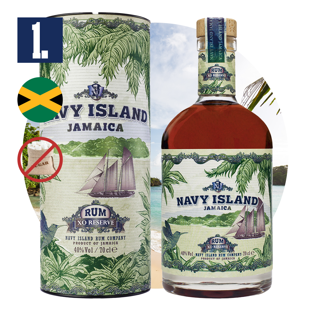 1. místo Rum Navy Island XO reserve z Jamajky