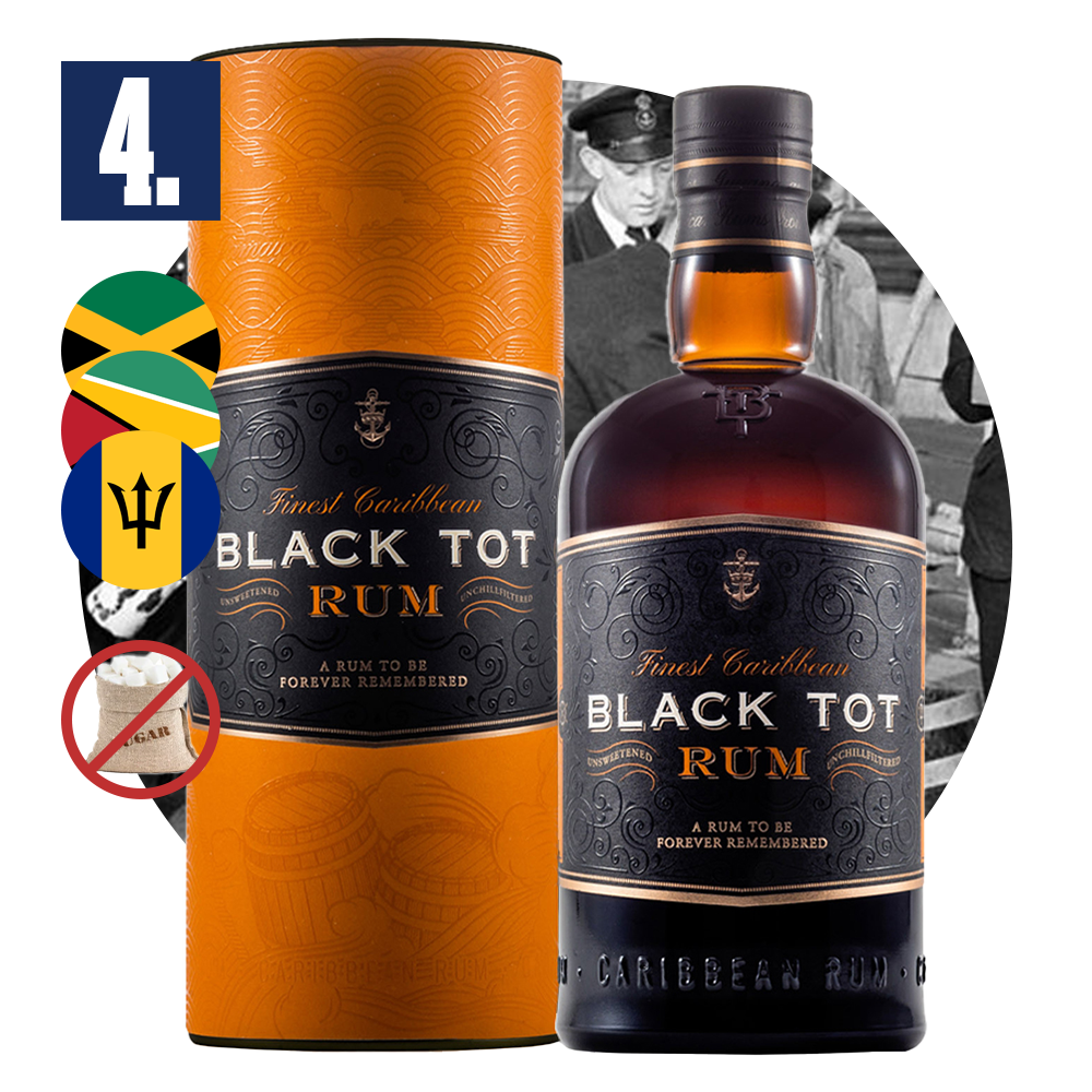 4. místa Rum Black Tot podle námořnické tradice