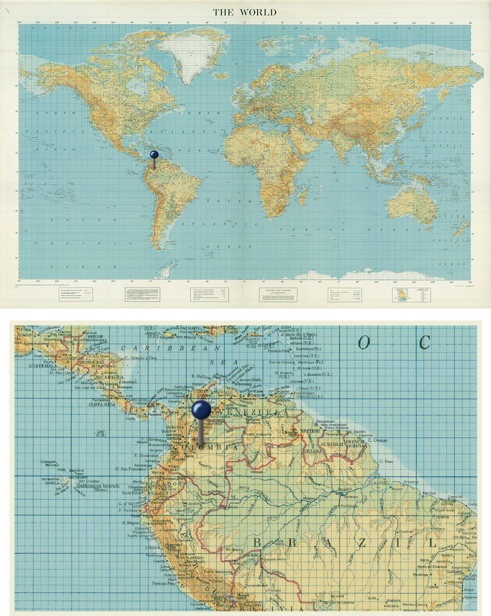 Mapa Kolumbie, kde se vyrábí rum La Hechicera