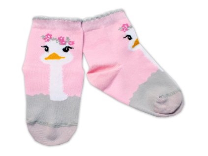 Baby Nellys Bavlněné ponožky Pštros - světle růžové (Velikost 104-116 (4-6r))